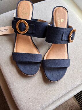 Tommy Bahama Tonia Sandals Block Heel Women's Size 9 Navy NWT